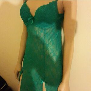 Turquoise  colored Smart Sexy lingerie dress